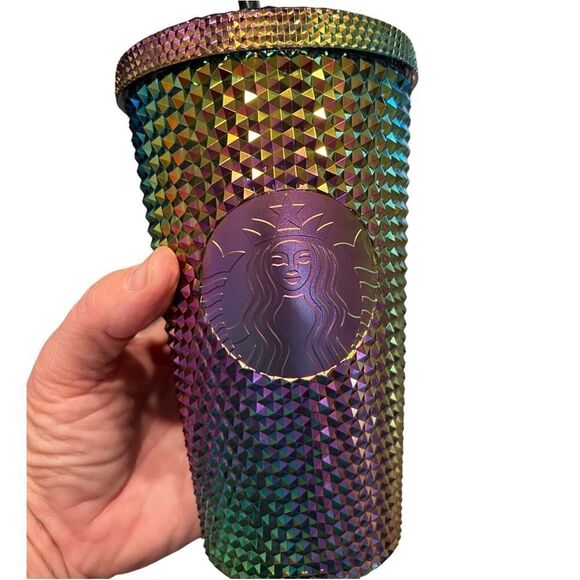 Starbucks 2023 Grande LimitedEdition Halloween Black Bling Oil Slick Tumbler New - Picture 4 of 8
